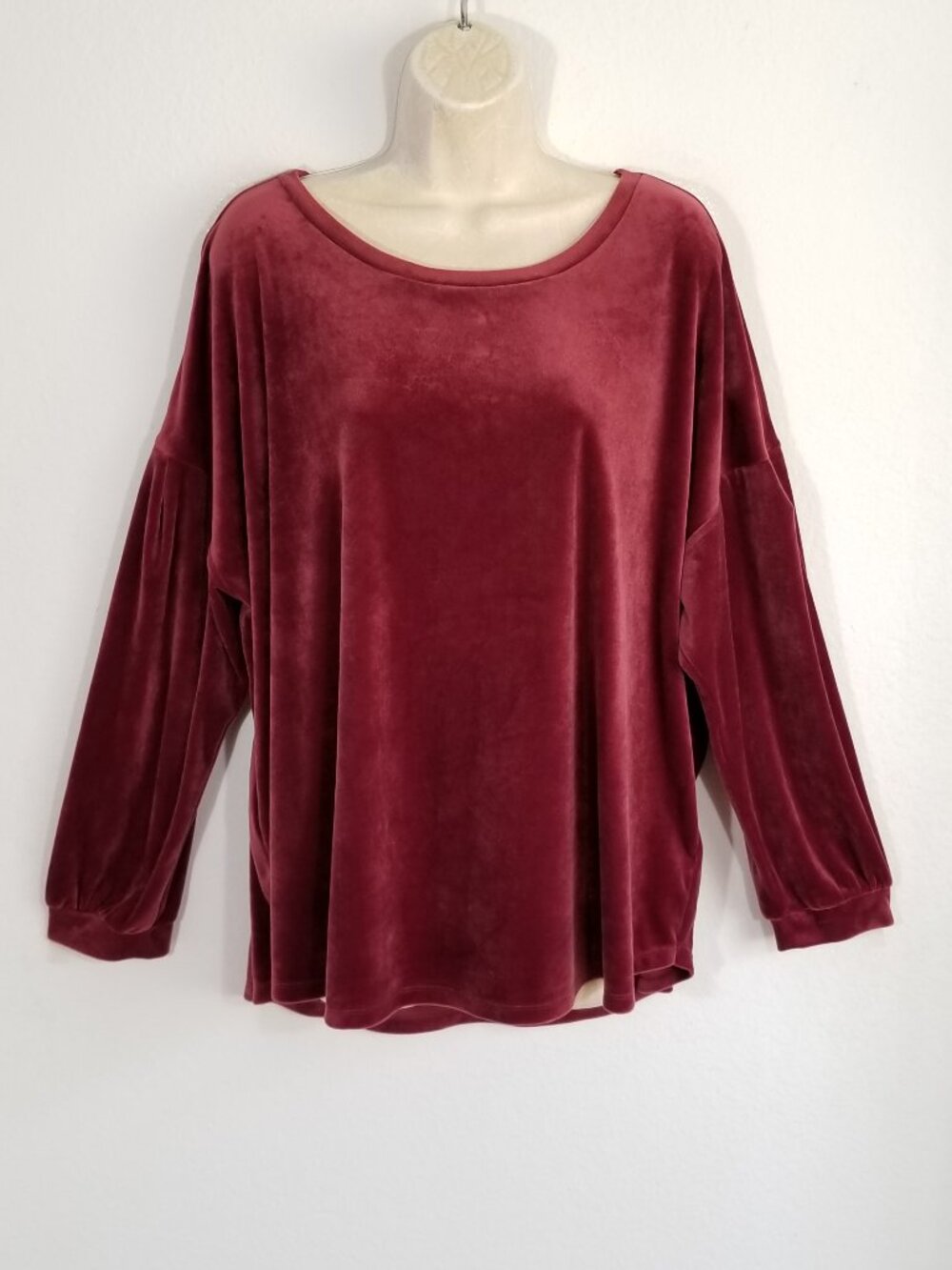 OLD NAVY Pleated Sleeve Velour Blouse Top 7092E2M